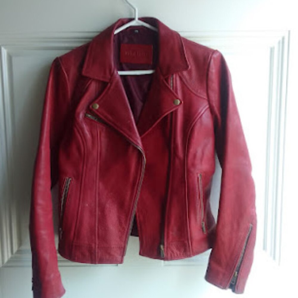 Betsy Womens Fashion Leather Jacket in Oxblood